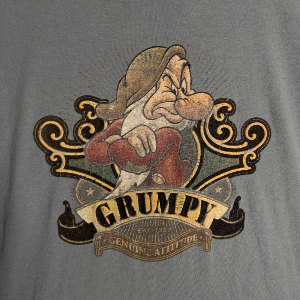 Walt Disney World Grumpy T-Shirt Mens Large Grey Snow White Seven Dwarfs Graphic - Picture 2 of 6